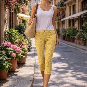 7 For All Mankind Yellow Printed Jeans – Size 29 (100% Cotton)